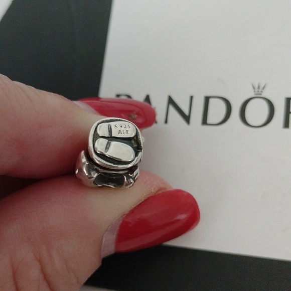 Pandora Retired Sterling Silver St. Nick Santa Christmas Bead  -791231ENMX - Picture 5 of 6